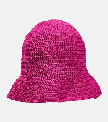 anna kosturova crochet cotton bucket hat in pink