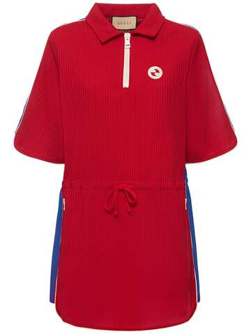 GUCCI Long Sleeved Polyester Blend Dress in red