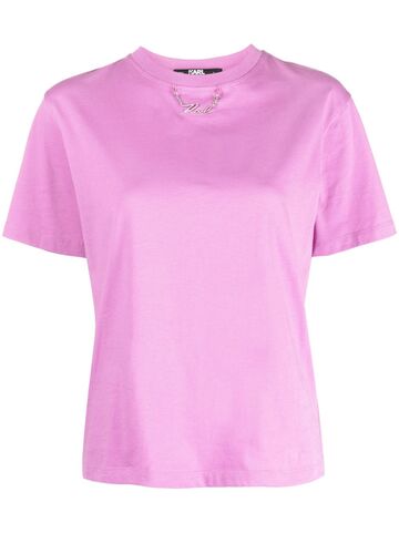 karl lagerfeld logo-plaque organic-cotton t-shirt - pink