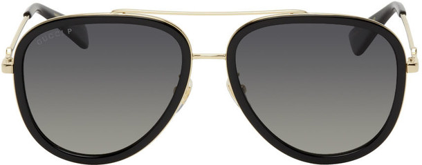 Gucci Gold & Black Aviator Sunglasses