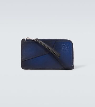 loewe puzzle leather card holder in blue