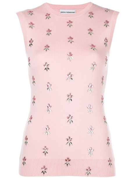 Paco Rabanne rhinestone-embellished sleeveless top in pink