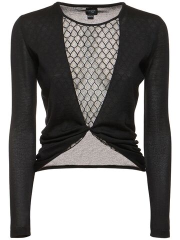giambattista valli cashmere & silk knit long sleeve top in black