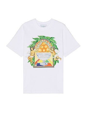 casablanca triomphe d'orange printed t-shirt in white