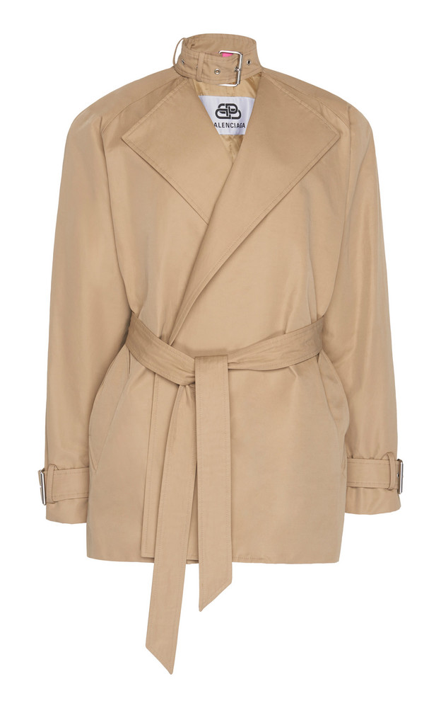 Balenciaga Choker-Detailed Cotton Cropped Trench Coat in neutral