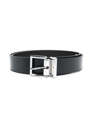 calvin klein logo-debossed leather belt - black