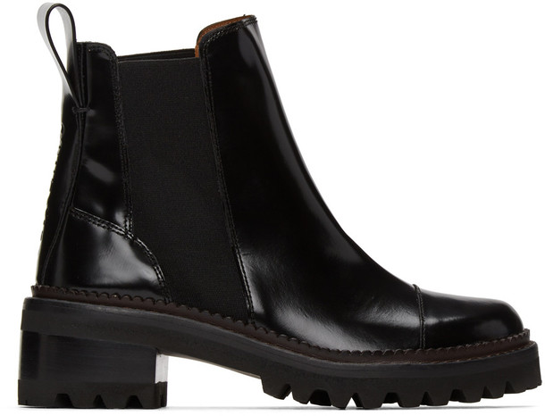 See by Chloé See by Chloé Black Leather Mallory Ankle Boots