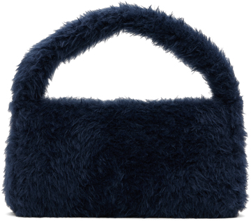 AMOMENTO Blue Shaggy Tote in navy