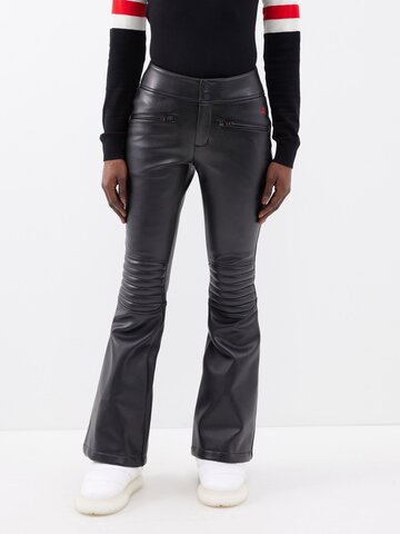 perfect moment - aurora flared faux-leather ski trousers - womens - black