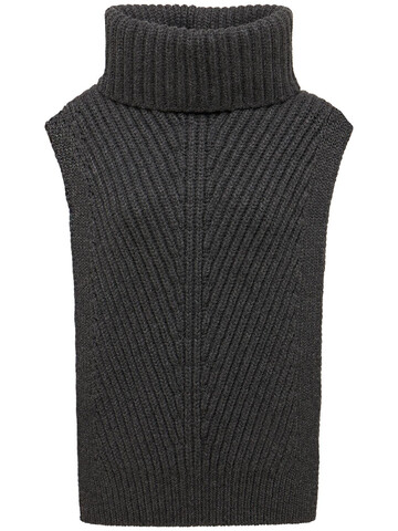 THE ROW Aso Rib Knit Cashmere Turtleneck Vest in grey