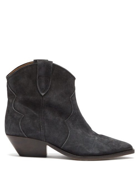 Isabel Marant - Dewina Suede Western Ankle Boots - Womens - Black