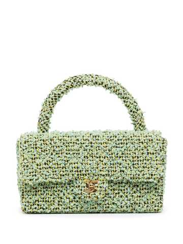 chanel pre-owned 1995 tweed classic flap handbag - green