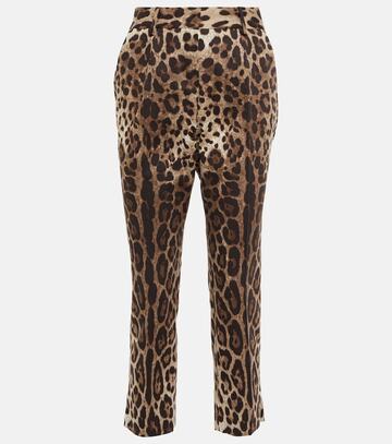 dolce&gabbana leopard-print cropped cotton-blend pants
