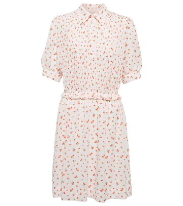 see by chloé smocked georgette minidress in white