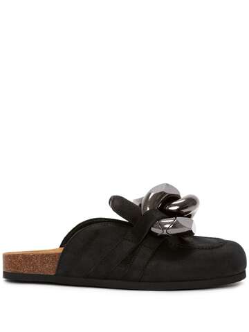 jw anderson chain-detail suede mules - black