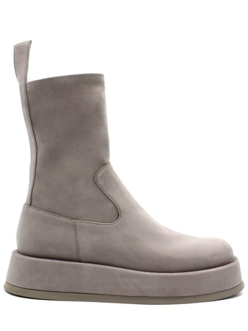 GIA X RHW 40mm Stretch Faux Suede Ankle Boots in taupe
