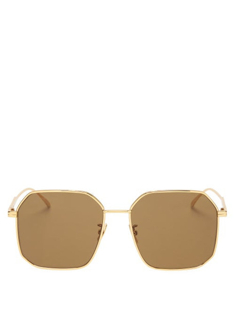 Bottega Veneta - Square Metal Sunglasses - Womens - Gold