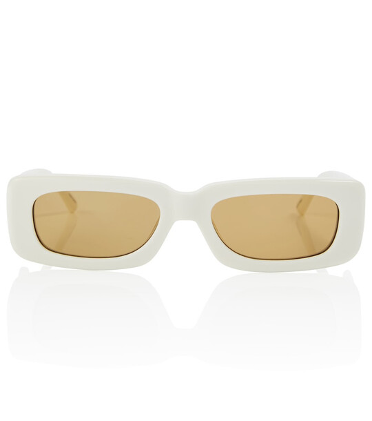 The Attico x Linda Farrow Mini Marfa rectangular sunglasses in white