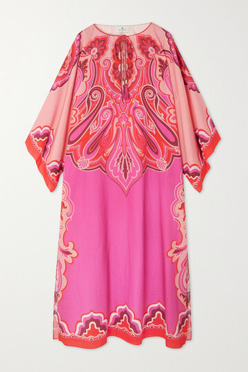 etro - paisley-print cotton and silk-blend kaftan - pink