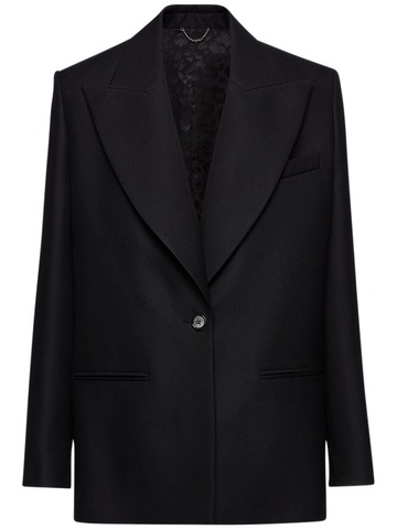 MAGDA BUTRYM Silk Satin Tuxedo Jacket in black