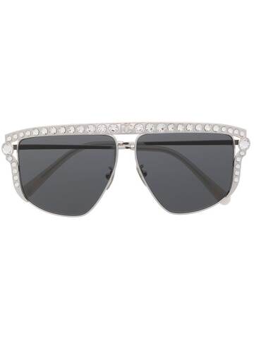 dolce & gabbana eyewear crystal-embellished detail sunglasses - silver