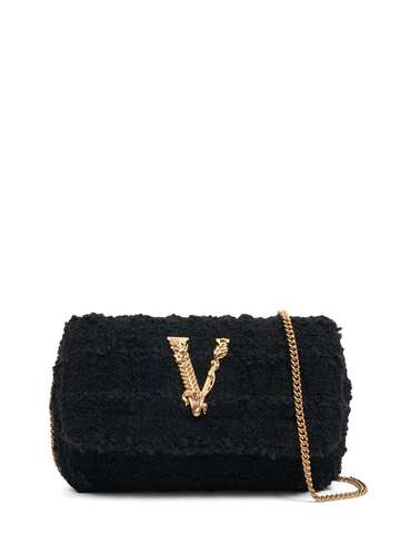 versace mini padded shoulder bag w/logo in black