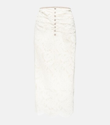 Self-Portrait Embellished corded lace midi skirt in white