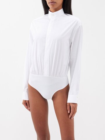 ALAÏA Alaïa - Pure Cotton-poplin Bodysuit - Womens - White