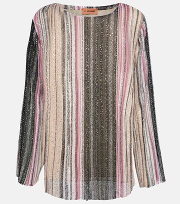 missoni sequined striped knit top