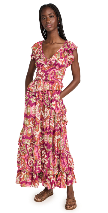 Love The Label Salome Metallic Dress in pink / print