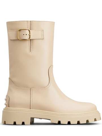 tod's 30mm leather ankle boots in beige