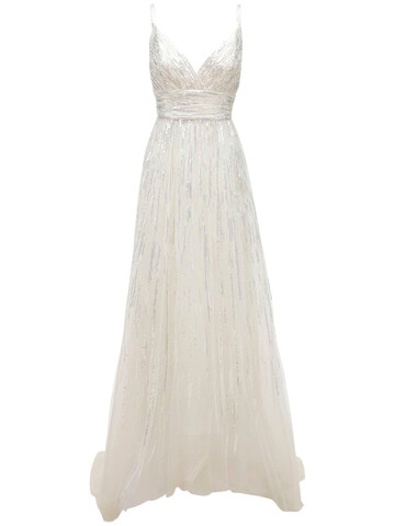 ELIE SAAB Sleeveless Embroidered Tulle Gown in ivory