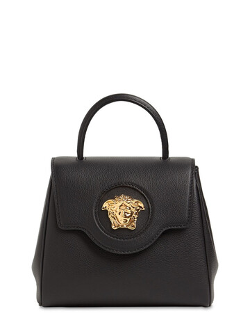 versace small leather medusa top handle bag in black