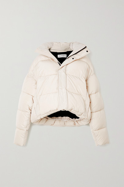 BALENCIAGA - Bb Oversized Cropped Hooded Quilted Shell Jacket - White