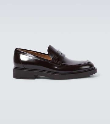 gianvito rossi harris leather penny loafers in brown
