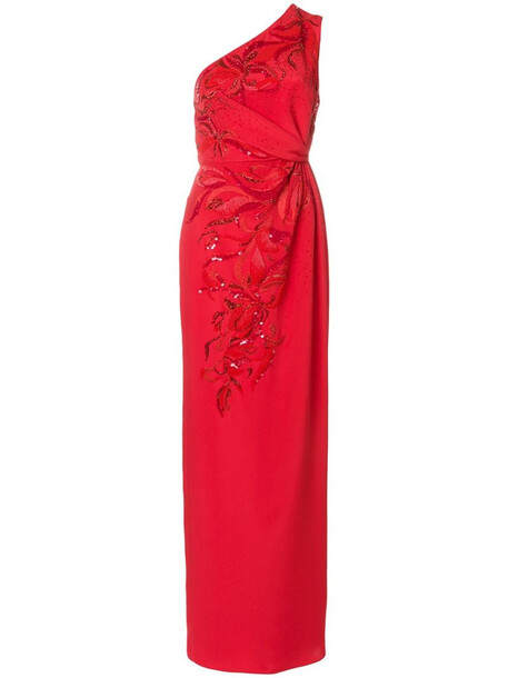 Emilio Pucci sequin-embellished gathered dress in red