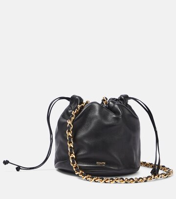 khaite aria small leather bucket bag in black
