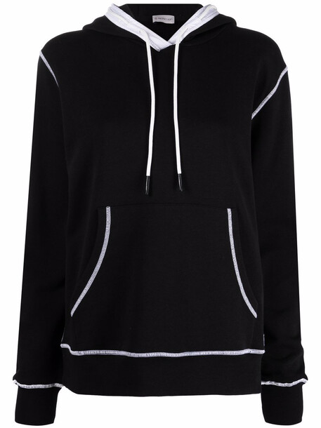 Moncler logo-patch long-sleeve hoodie - Black