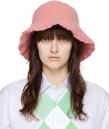 comme des garçons shirt pink wool nylon tweed bucket hat