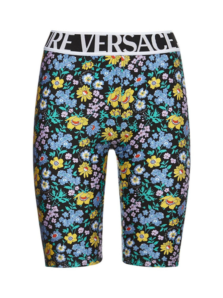 VERSACE JEANS COUTURE Blossom Print Lycra Cycling Shorts in blue / multi