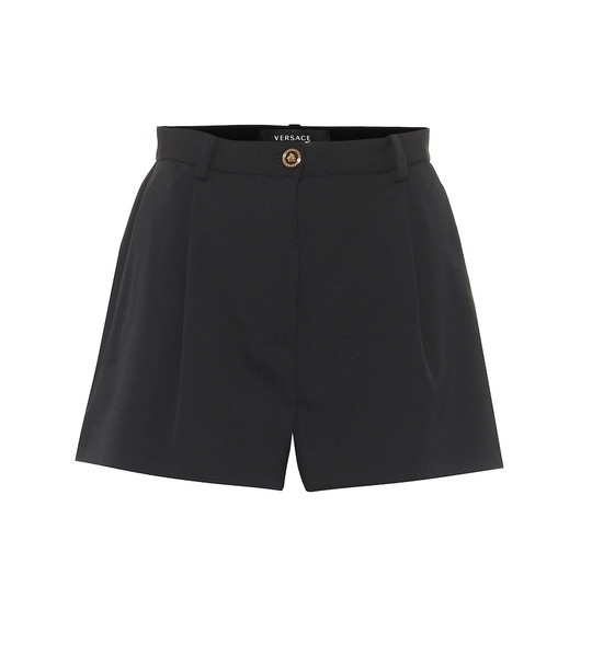Versace High-rise stretch-wool shorts in black