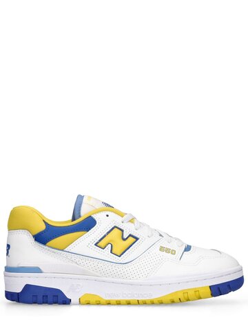 new balance 550 leather & mesh sneakers in white / yellow