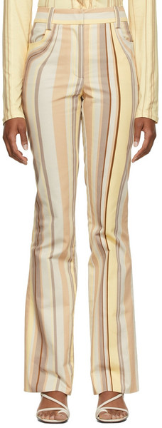 Anne Isabella SSENSE Exclusive Optical Stripe Flared Trousers in beige