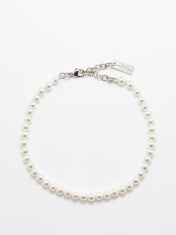 saint laurent - faux-pearl bracelet - mens - pearl