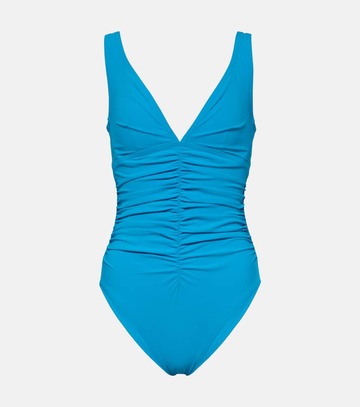 karla colletto smart ruched swimsuit in blue