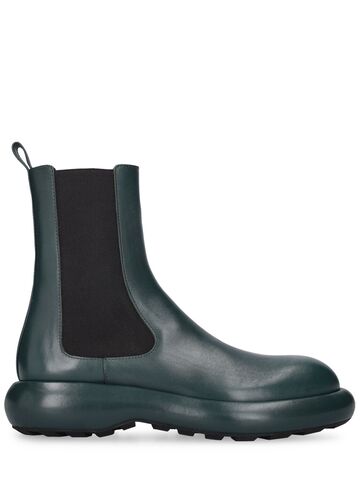jil sander 40mm leather ankle boots in petrol