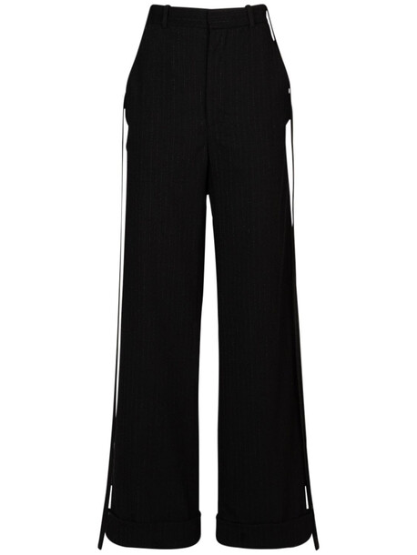 ANN DEMEULEMEESTER Oversized Pinstriped Brushed Wool Pants in black / white