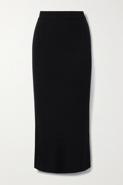 Chloé Chloé - Ribbed Wool And Cashmere-blend Midi Skirt - Black