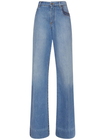 PHILOSOPHY DI LORENZO SERAFINI High Rise Wide Leg Cotton Denim Jeans in blue