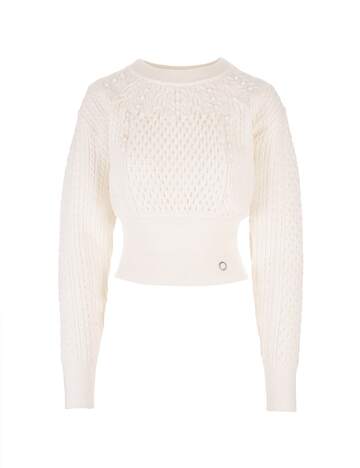 Paco Rabanne Woman Crew Neck Sweater In White Wool in bianco